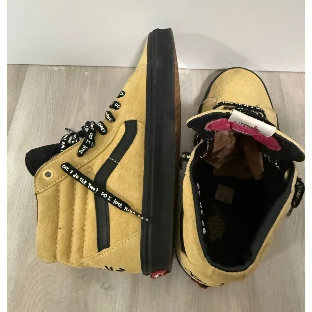 Vans Sk8 Hi Yellow Suede Mens Shoes Custom Artwork Bonita Applebum Size 8